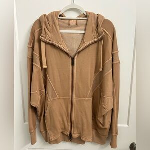Free People Burnt Orange Zip-Up Sweatshirt